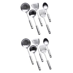 abaodam 10 pcs chef utensils cooking tools metal spatula stainless steel cookware stainless steel kitchen utensils stainless steel cooking utensils metal spoons seven piece set non stick