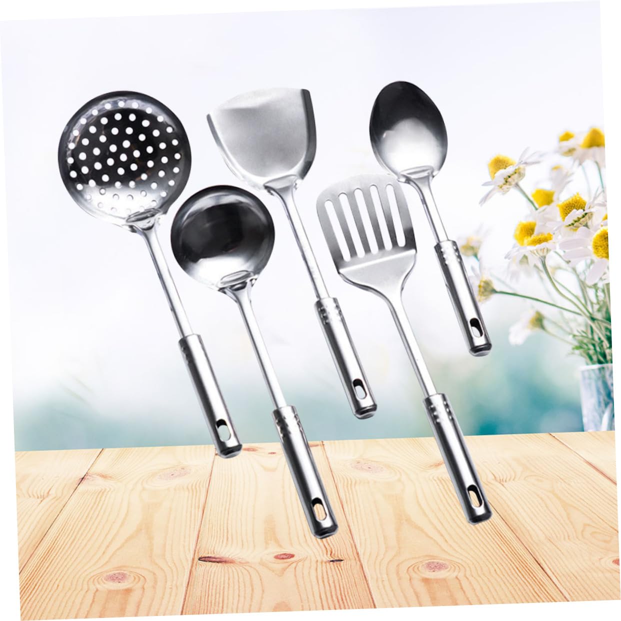 Abaodam 10 Pcs chef utensils cooking tools metal spatula stainless steel cookware stainless steel kitchen utensils stainless steel cooking utensils metal spoons seven piece set non stick