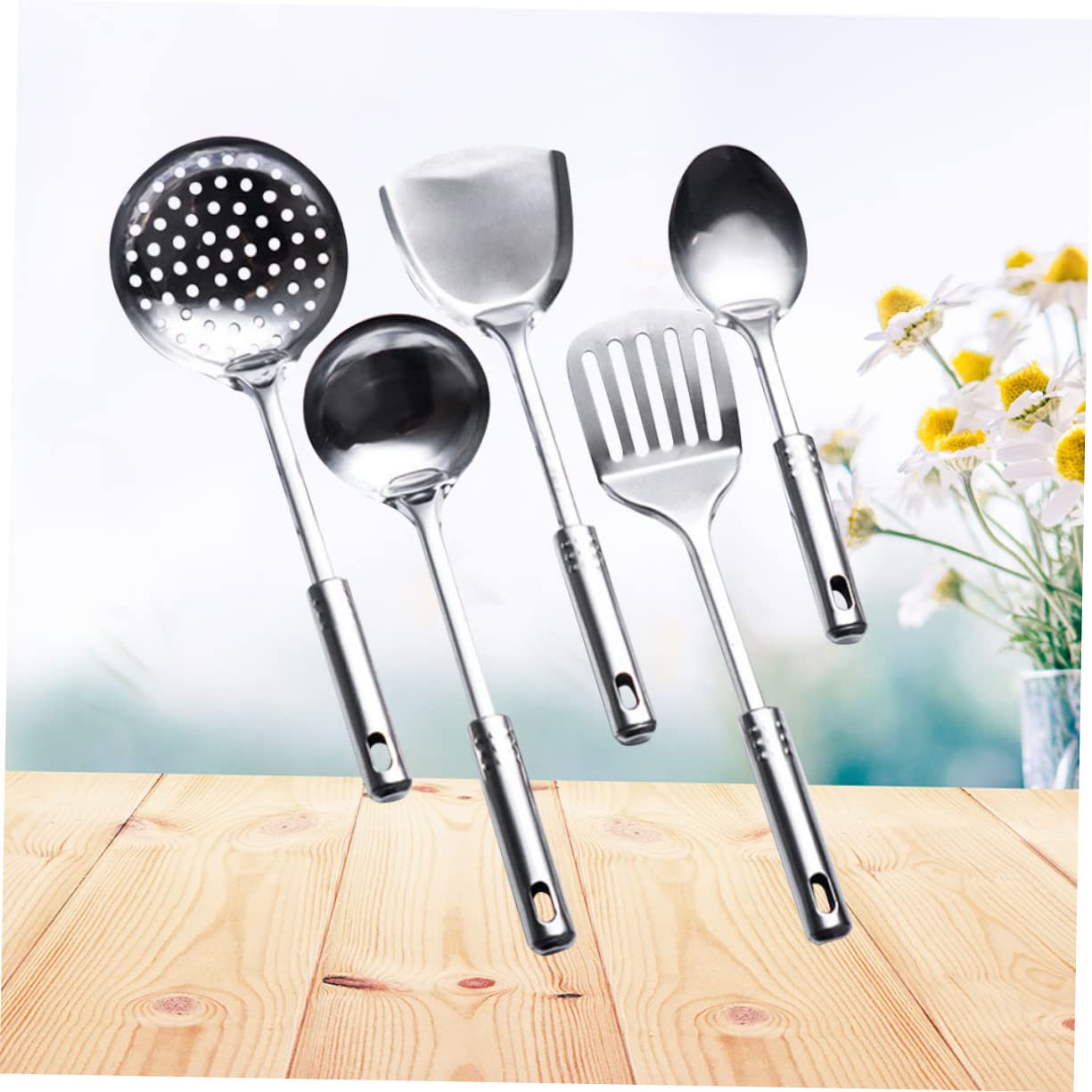 NOLITOY 10 Pcs Metal Spatula Chef Utensils Stainless Steel Cookware Cooking Tools Stainless Steel Kitchen Utensils Stainless Steel Cooking Utensils Metal Spoons Kitchen Spatula Handle