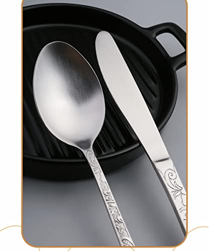 IKXO 35 Piece Silverware Set,Stainless Steel Silverware Set for 7，Modern Sleek Flatware Set, Include Knife/Fork/Spoon & Long Teaspoon/Salad Fork Mirror-Polished & Dishwasher Safe Cutlery colorful