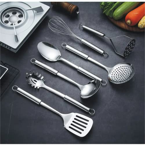 Cooking Utensils Set 8 Piece, Stainless Steel Kitchen Utensils Set with Utensil Holder, Kitchen Tool Set and Caddy