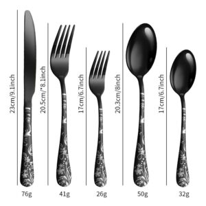 IKXO 35 Piece Silverware Set,Stainless Steel Silverware Set, Modern Sleek Flatware Set, Include Knife/Fork/Spoon & Long Teaspoon/Salad Fork Mirror-Polished & Dishwasher Safe Cutlery