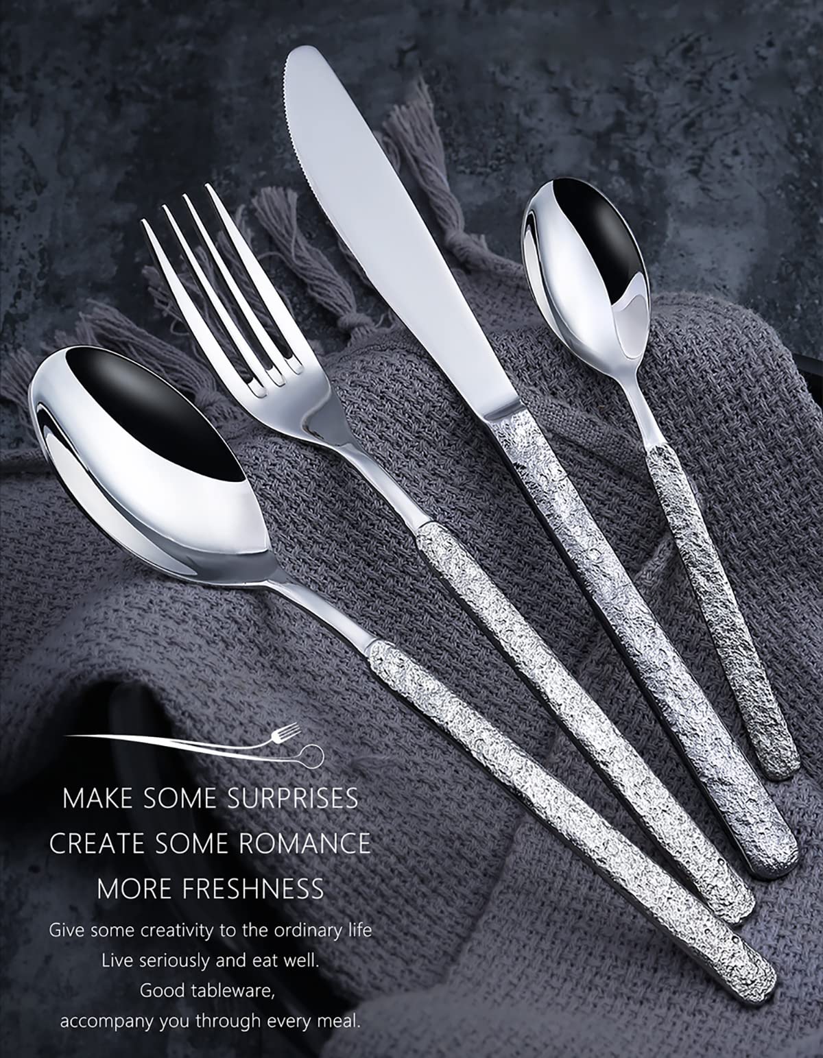 IKXO 35 Piece Silverware Set,Stainless Steel Silverware Set, Modern Sleek Flatware Set, Include Knife/Fork/Spoon & Long Teaspoon/Salad Fork Mirror-Polished & Dishwasher Safe Cutlery