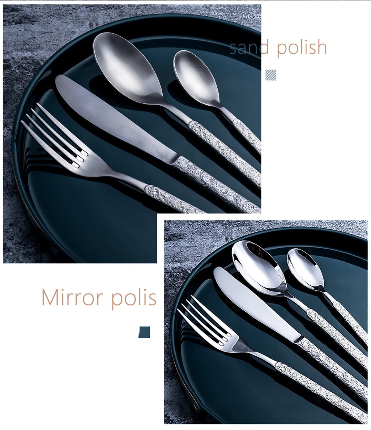 IKXO 35 Piece Silverware Set,Stainless Steel Silverware Set, Modern Sleek Flatware Set, Include Knife/Fork/Spoon & Long Teaspoon/Salad Fork Mirror-Polished & Dishwasher Safe Cutlery