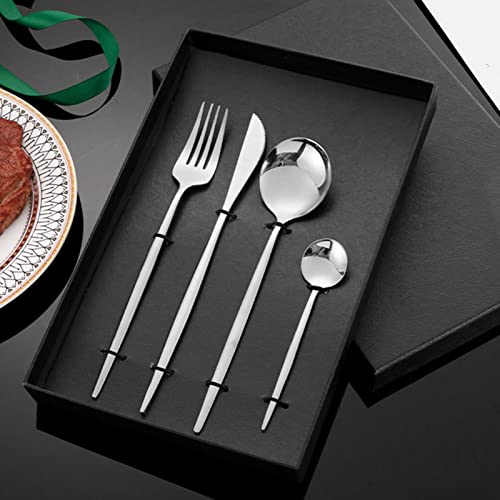 410 Stainless Steel 12 Pieces Shiny Restaurant Tableware Cutlery Set Serving Utensils Set (Silver)