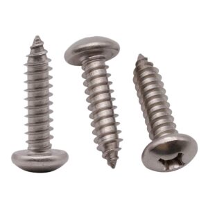 #8 x 1" (100 Pack) Stainless Steel Phillips Pan Head Wood Screws, Stainless Steel 304 (18-8), Pan Head Sheet Metal Screws Self Tapping Screws