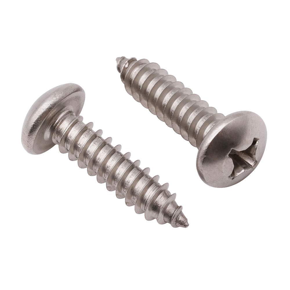 #8 x 1" (100 Pack) Stainless Steel Phillips Pan Head Wood Screws, Stainless Steel 304 (18-8), Pan Head Sheet Metal Screws Self Tapping Screws