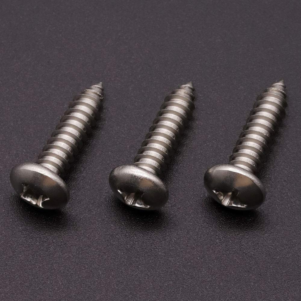 #8 x 1" (100 Pack) Stainless Steel Phillips Pan Head Wood Screws, Stainless Steel 304 (18-8), Pan Head Sheet Metal Screws Self Tapping Screws