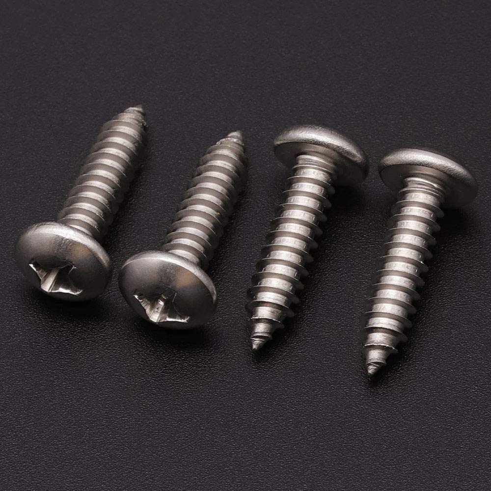 #8 x 1" (100 Pack) Stainless Steel Phillips Pan Head Wood Screws, Stainless Steel 304 (18-8), Pan Head Sheet Metal Screws Self Tapping Screws