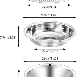 Germany Multifunctional Stainless Steel Basin - 2024 New Colander Strainer Set, Salad Spinner Fruit Vegetable Rice Washing Strainer Basket Bowl, Rice Rinser Food Graters with Container (DI-9.45in)