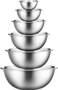 cook with color stainless steel mixing bowls - 6 piece stainless steel nesting bowls set includes 6 prep bowl and mixing bowls