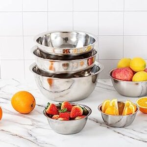 COOK WITH COLOR Stainless Steel Mixing Bowls - 6 Piece Stainless Steel Nesting Bowls Set includes 6 Prep Bowl and Mixing Bowls