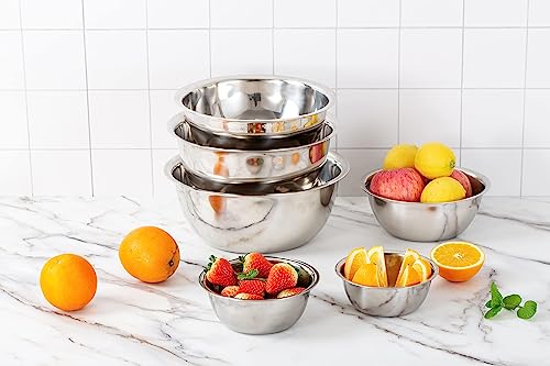 COOK WITH COLOR Stainless Steel Mixing Bowls - 6 Piece Stainless Steel Nesting Bowls Set includes 6 Prep Bowl and Mixing Bowls