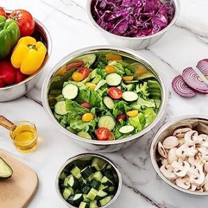 COOK WITH COLOR Stainless Steel Mixing Bowls - 6 Piece Stainless Steel Nesting Bowls Set includes 6 Prep Bowl and Mixing Bowls