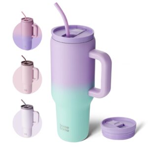 BOTTLE BOTTLE 40 oz Tumbler with Handle and Straw, Stainless Steel Vacuum Travel Mug,Car Cup, water bottle for Gifts Party Office Coffee (Purple Green)