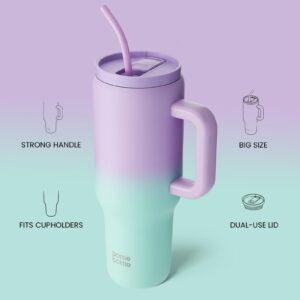 BOTTLE BOTTLE 40 oz Tumbler with Handle and Straw, Stainless Steel Vacuum Travel Mug,Car Cup, water bottle for Gifts Party Office Coffee (Purple Green)