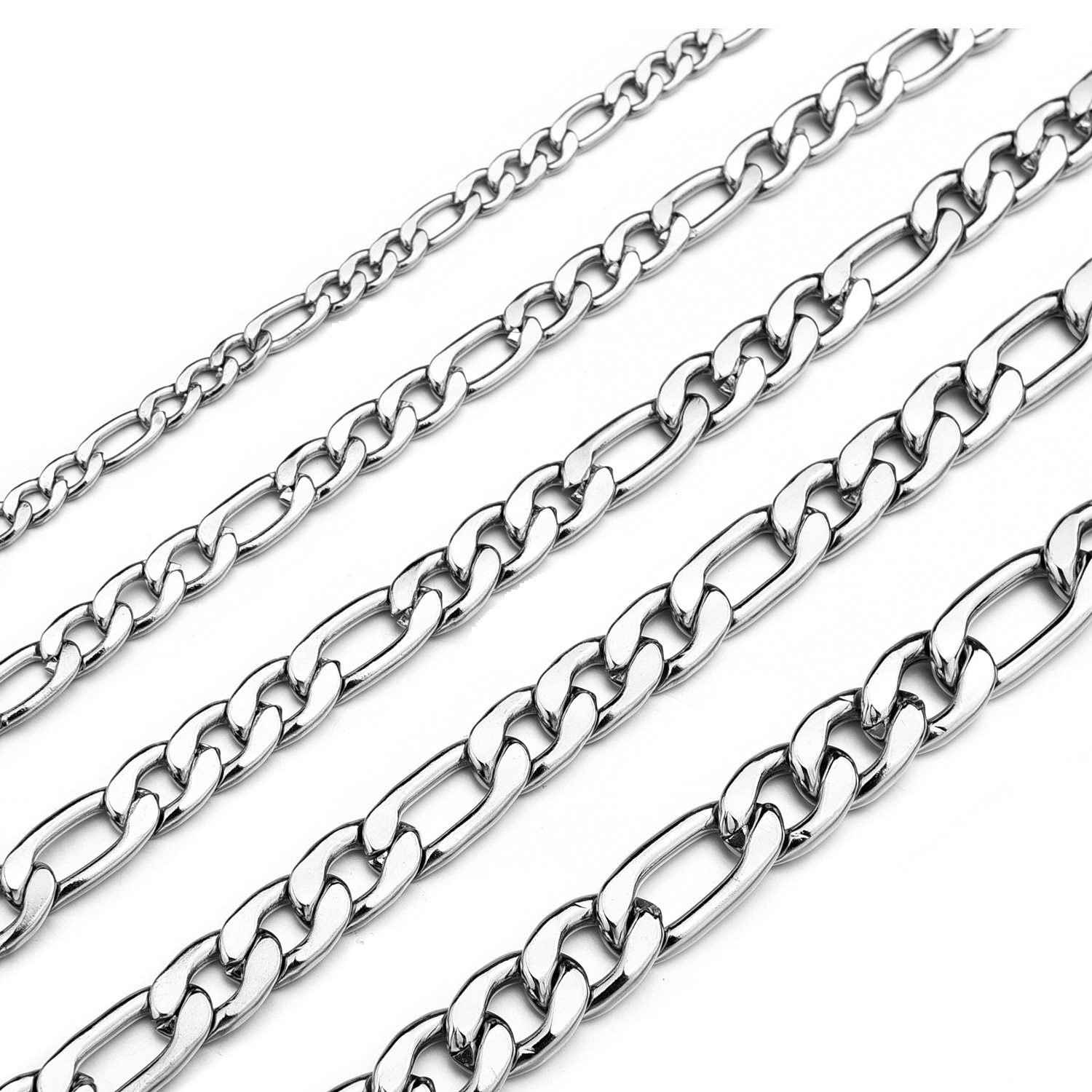 Monily Chain for Men 4MM 20 Inches Stainless Steel Figaro Necklace for Women Mens