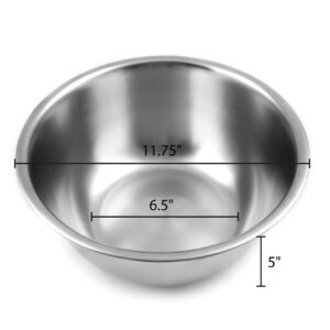 Fox Run Large Stainless Steel Mixing Bowl, 6.25-Quart, 11.75 x 5.5 inches, Metallic