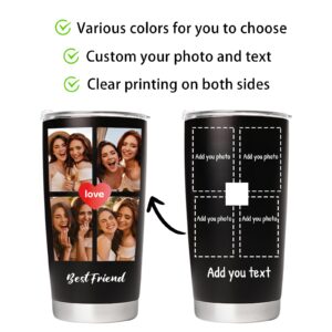 Personalized Tumbler with Pictures Text Name, Custom Photo Stainless Steel Tumblers 20oz, Personalized Travel Cup, Personalized Gifts for Women Men Dad Fathers Day Birthday