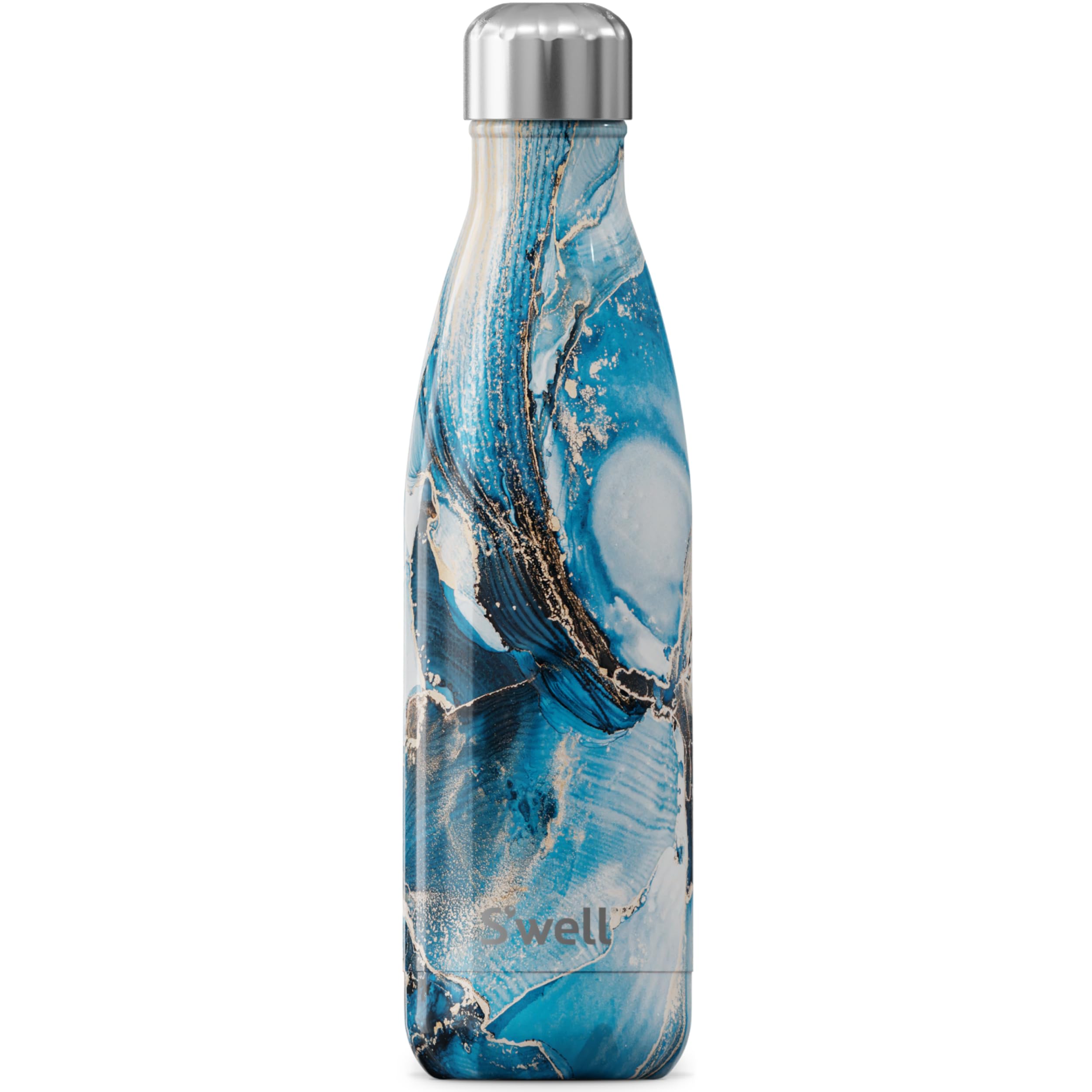 S'well Stainless Steel Water Bottle, 17oz, Ocean Marble, Triple Layered Vacuum Insulated Containers Keeps Drinks Cold for 36 Hours and Hot for 18, BPA Free, Perfect for On the Go