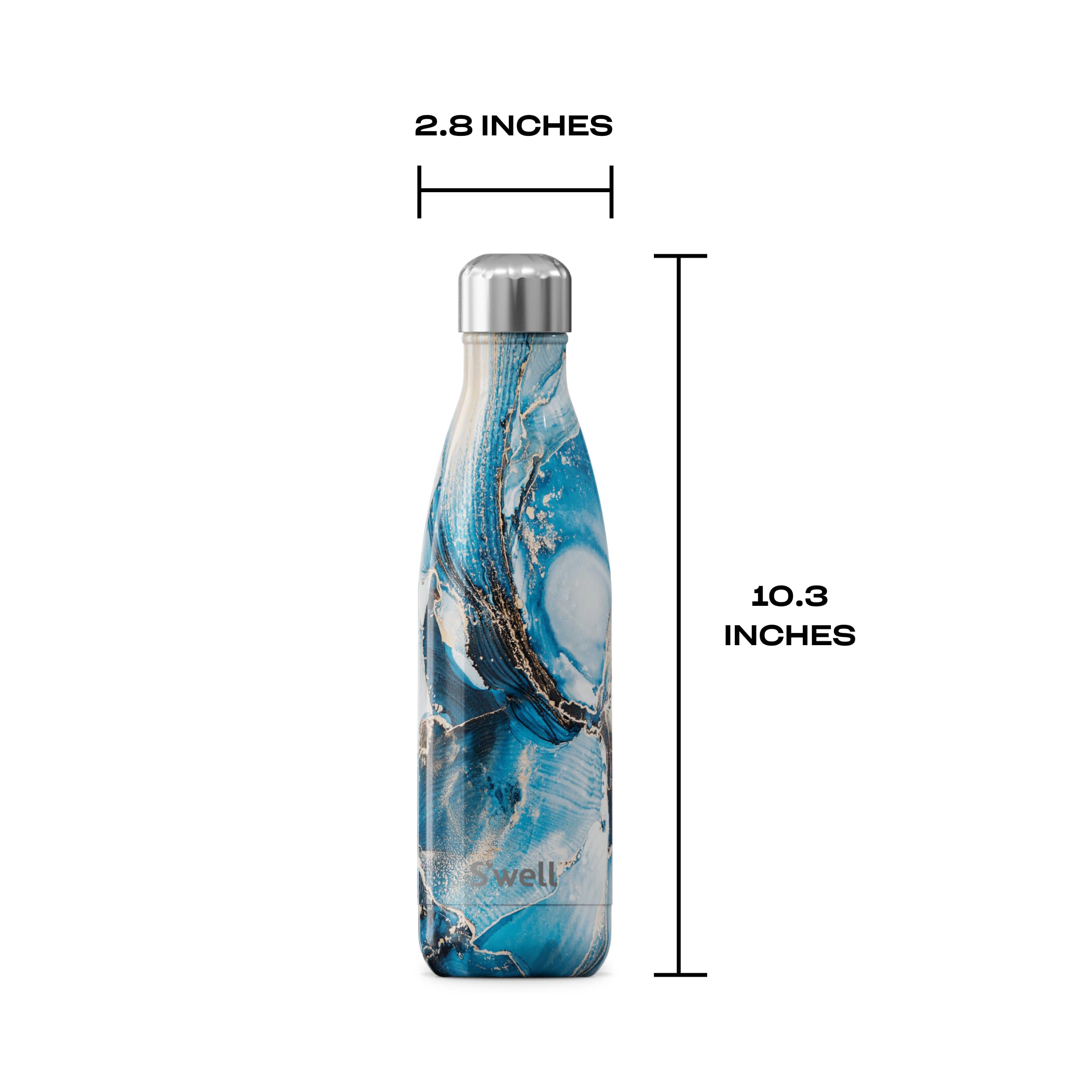 S'well Stainless Steel Water Bottle, 17oz, Ocean Marble, Triple Layered Vacuum Insulated Containers Keeps Drinks Cold for 36 Hours and Hot for 18, BPA Free, Perfect for On the Go