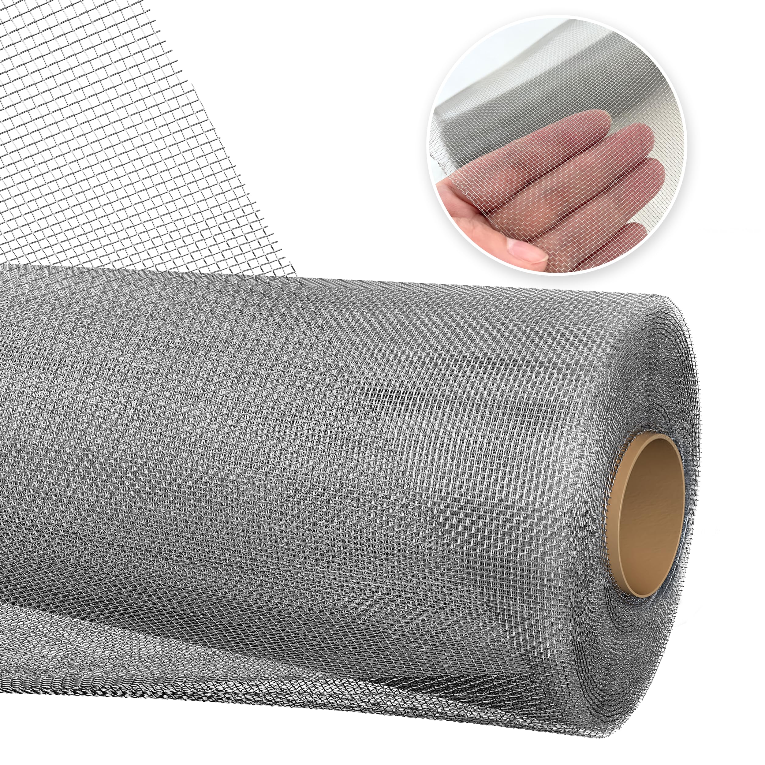 HOMLARK Wire Mesh Screen (50"x120")-Durable Stainless-Steel Mesh Screen -Easy to Cut & Install -Ideal for Windows, Effective Barrier Against Bugs,Mice & Birds (1, 50x120 Inches (Plain Weave, 30 Mesh))