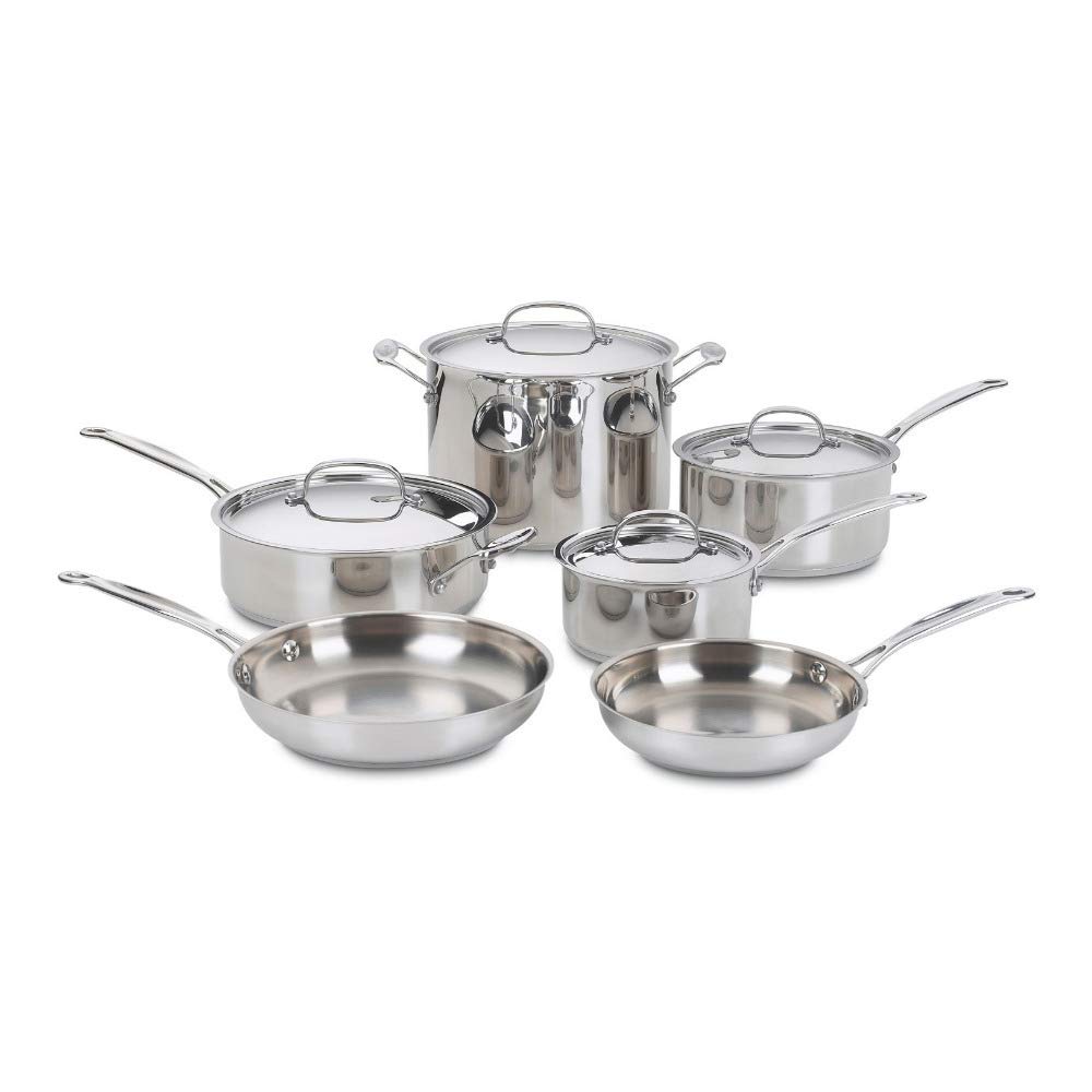 Cuisinart 77-10P1 10-Piece Chef's-Classic-Stainless Collection, Cookware Set