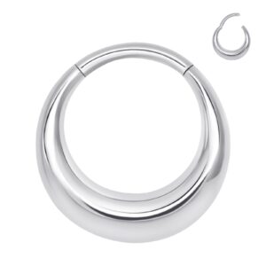 alaclo stainless steel septum rings hoop for women, 8mm stainless steel earrings segment nose rings for men, cartilage clicker hoop for helix, rook, daith, tragus, hypoallergenic