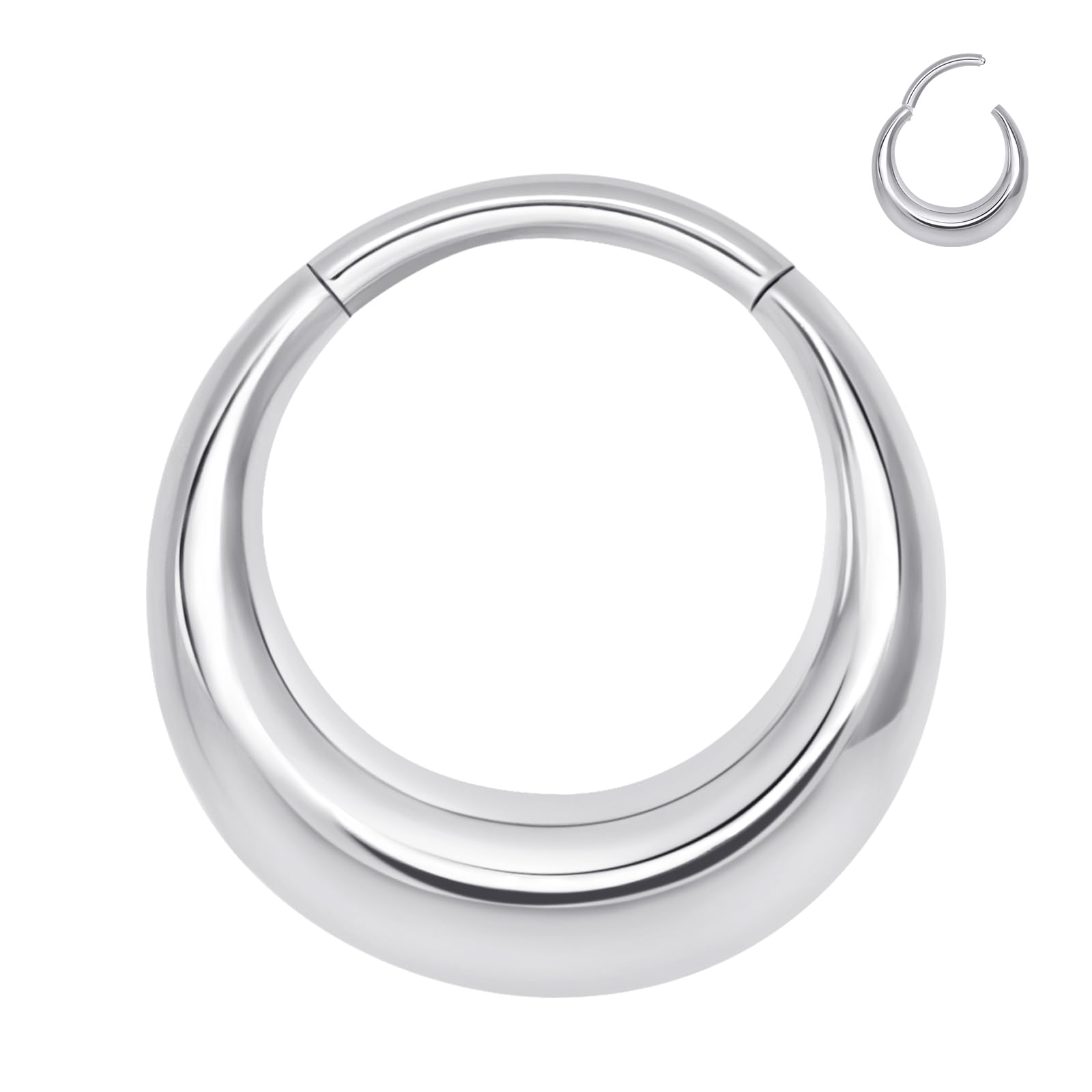 ALACLO Stainless Steel Septum Rings Hoop for Women, 8mm Stainless Steel Earrings Segment Nose Rings for Men, Cartilage Clicker Hoop for Helix, Rook, Daith, Tragus, Hypoallergenic