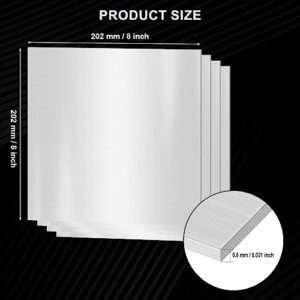 4PACK 304 Stainless Steel Sheets, 8" x 8" x 1/32" (0.031") Inch Stainless Steel Plates 20 Gauge(0.8MM) Stainless Steel Shim Plates Metal Sheets for Kitchen DIY Craft Making