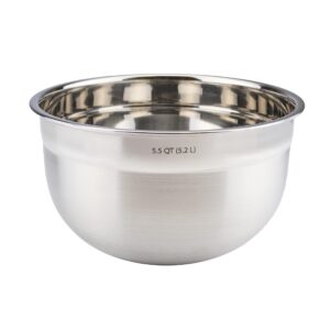 tovolo stainless steel mixing bowl (5.5 quart) - kitchen & home essential for food storage, serving, salad, food prep, baking, & cooking / dishwasher safe