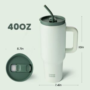 BOTTLE BOTTLE 40 oz Tumbler with Handle and Straw,Stainless Steel Vacuum Travel Mug,Car Cup with Straw, Stainless Steel Vacuum Water Bottle for Gifts Party Office Coffee (Green)