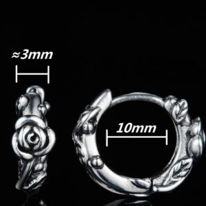 Retro Vintage Stainless Steel Rose Flower Style Wedding Statement Party Holiday Hoop Earrings