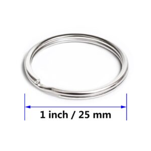 Prudance 100PCS Key Rings Metal Round Split Ring - Bulk Pack of 100-1" 25mm Diameter