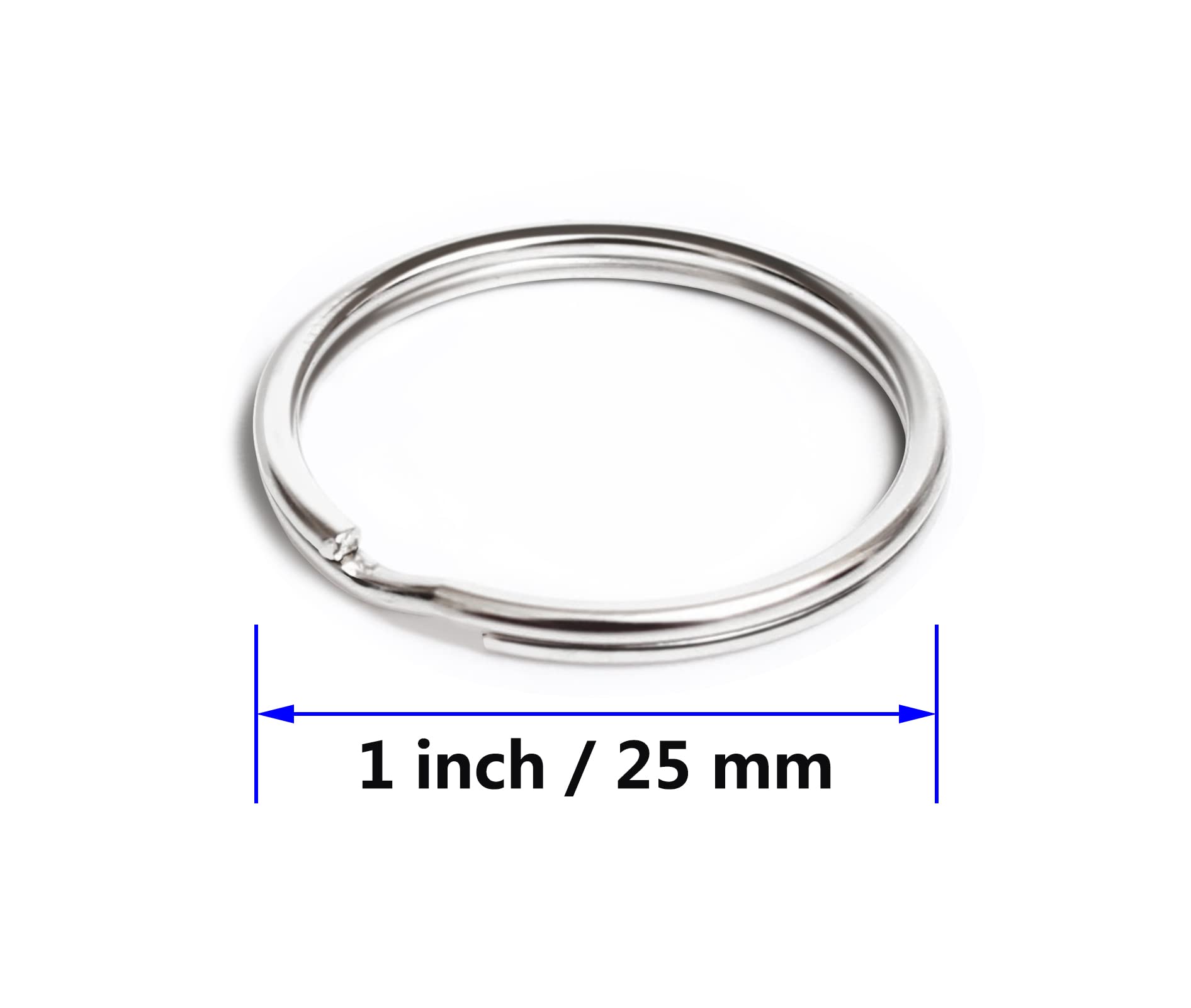 Prudance 100PCS Key Rings Metal Round Split Ring - Bulk Pack of 100-1" 25mm Diameter