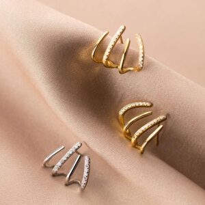 Claw Earrings for Women Gold Double Hoop Earrings for Single Piercing Gold Cat Claw Earrings Gold Ear Cuff Earrings for Women Minimalist Fashion Gold Earrings