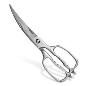 sunnecko kitchen scissors for food, kitchen scissors heavy duty kitchen shears that come apart, 9 inch fully forged stainless steel with curved blades