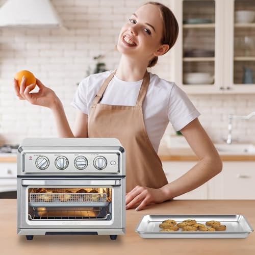 SettleDown Stainless Steel Baking Tray Pan Compatible with Cuisinart Toaster Oven Tray,Suitable for Cuisinart Air Fryer TOA-060 and TOA-065 (For TOA-60/65), Silver