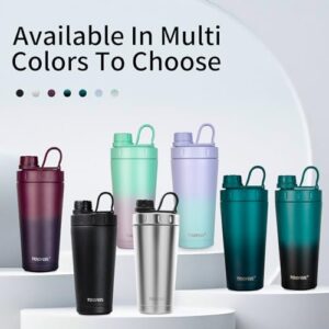 TOOFEEL Shaker Bottle Stainless Steel - 20 oz Double Walled Insulated Shaker Cups for Protein Shakes, Keeps Cold/Hot, Shaker Bottle for Protein Mixes, Gym Workout Protein Shaker Bottle