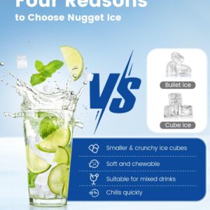 COWSAR Nugget Ice Maker Countertop, Chewable Nugget Ice Cubes Machine, Quick Ice Making 34Lbs/Day, Self-Cleaning, Portable Ice Machine for Home Kitchen Office Party