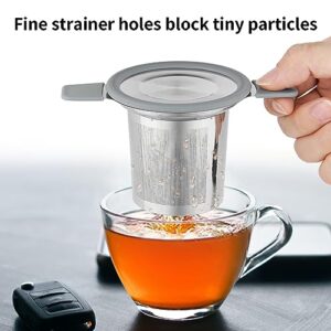 Ohtomber Tea Infuser Strainers for Loose Tea, Stainless Steel Loose Leaf Tea Strainer Stepper with Heat Proof Double Handles, Extra Fine Mesh Tea Ball Infusers, Tea Diffuser Holder Filter for Mugs