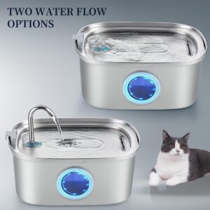 Vekonn Cat Water Fountain Stainless Steel, 0.8gal/108oz Pet Water Fountain with Water Level Indicator and 3 Filters, Cat Fountain with Quiet Pump Ideal for Cats, Dogs and Multi-pet households