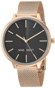 nine west women's japanese quartz dress watch with stainless steel strap, rose gold, 20 (model: nw/1980gyrg)