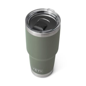 yeti rambler 30 oz tumbler, stainless steel, vacuum insulated with magslider lid, camp green