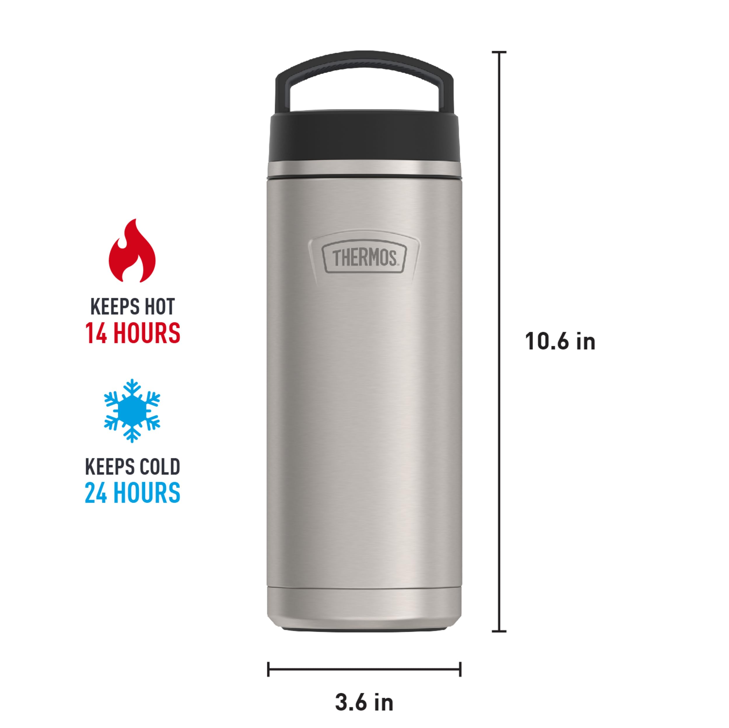 ICON SERIES BY THERMOS Stainless Steel Water Bottle with Screw Top Lid, 32 Ounce, Matte Stainless Steel