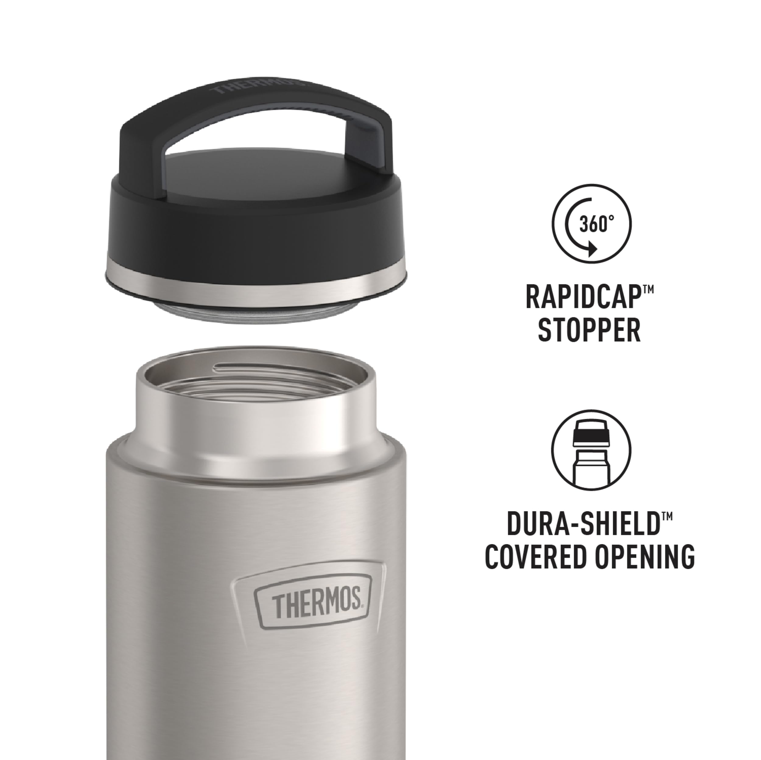 ICON SERIES BY THERMOS Stainless Steel Water Bottle with Screw Top Lid, 32 Ounce, Matte Stainless Steel