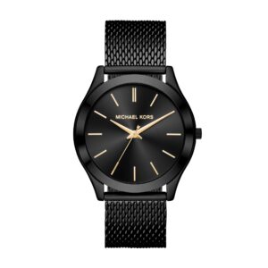 michael kors slim runway three-hand black stainless steel mesh men's watch (model: mk8507)