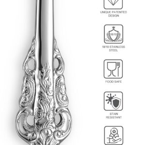 KEAWELL Luxurious 9 Inch Long Iced Tea Spoon Set - 4 Pieces - Gorgeous Design with Exceptional Mirror Polished Finish - 18/10 Stainless Steel- Perfect for Tall Glasses, Cocktails (Silver)