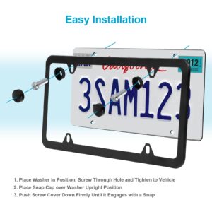 ZSZT License Plate Frames black, 2Pcs 4 Holes License Plate Holders, Stainless Steel License Plate Frame, Car License Plate Covers for US Vehicles