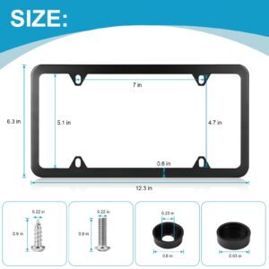 ZSZT License Plate Frames black, 2Pcs 4 Holes License Plate Holders, Stainless Steel License Plate Frame, Car License Plate Covers for US Vehicles